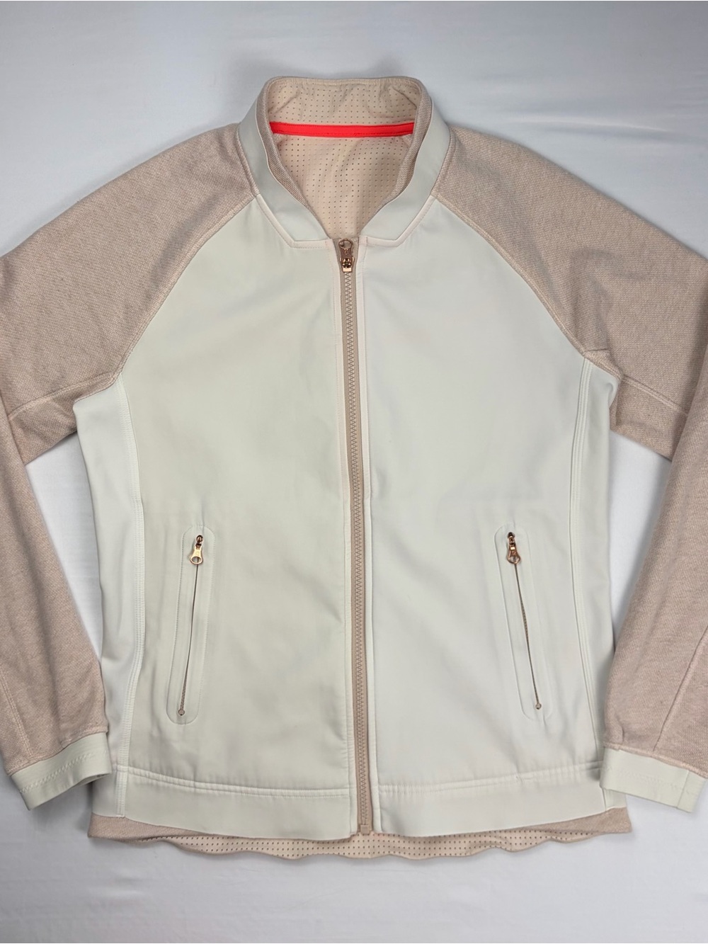 Lululemon Var-City Bomber Jacket Women’s White Heathered Naked Butter Pink 6
